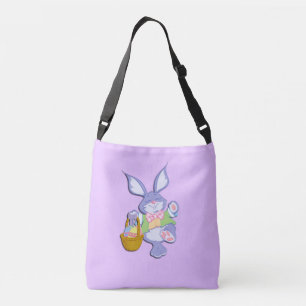 Dansende paarse paashaas lavendel crossbody tas