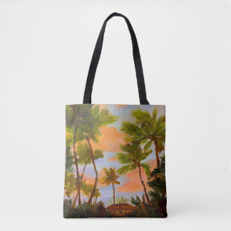 Dansende palmen bij mama's canvas tas