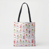 Dansende Penguins Red en Green Pattern Kerstmis Draagtas (Voorkant)