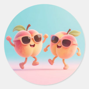 Dansende Perziken Zonnebril Ronde Sticker