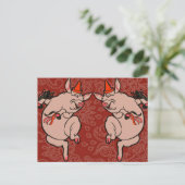 Dansende Pig Antiek Cute Dancer Briefkaart (Staand voorkant)