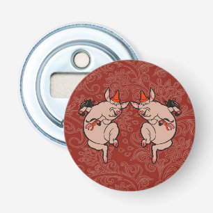 Dansende Pig Antiek Cute Dancer Button Flesopener