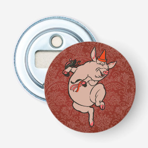 Dansende Pig Antiek Cute Dancer Button Flesopener