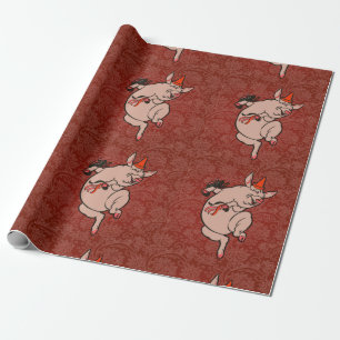 Dansende Pig Antiek Cute Dancer Cadeaupapier