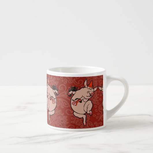 Dansende Pig Antiek Cute Dancer Espresso Kop (Rechts)