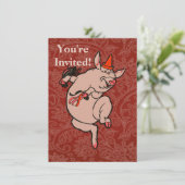 Dansende Pig Antiek Cute Dancer Kaart (Staand voorkant)