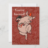 Dansende Pig Antiek Cute Dancer Kaart (Voorkant)