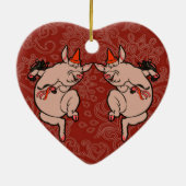 Dansende Pig Antiek Cute Dancer Keramisch Ornament (Achterkant)