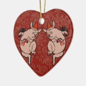 Dansende Pig Antiek Cute Dancer Keramisch Ornament (Links)