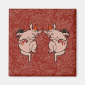 Dansende Pig Antiek Cute Dancer Magneet (Voorkant)