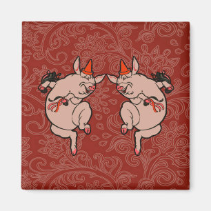 Dansende Pig Antiek Cute Dancer Magneet