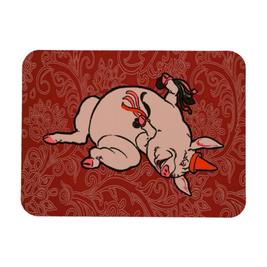 Dansende Pig Antiek Cute Dancer Magneet (Horizontaal)