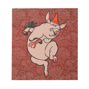 Dansende Pig Antiek Cute Dancer Notitieblok