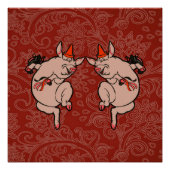 Dansende Pig Antiek Cute Dancer Perfect Poster (Voorkant)