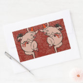 Dansende Pig Antiek Cute Dancer Rechthoekige Sticker (Envelop)