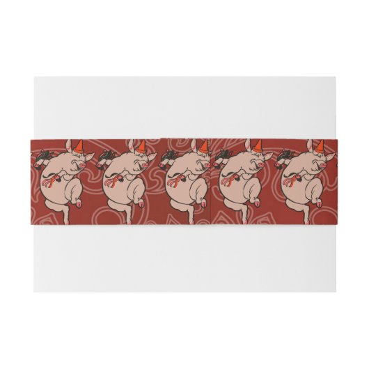 Dansende Pig Antiek Cute Dancer Uitnodigingen Wikkel (Achterkant Voorbeeld)