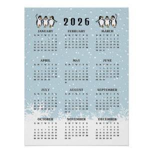 Dansende Pinguïns 2026 Kalender Perfect Poster