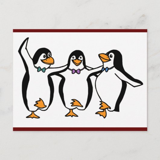 Dansende pinguïns briefkaart (Voorkant)