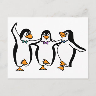 Dansende pinguïns briefkaart