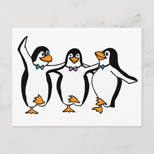 Dansende pinguïns briefkaart (Voorkant)