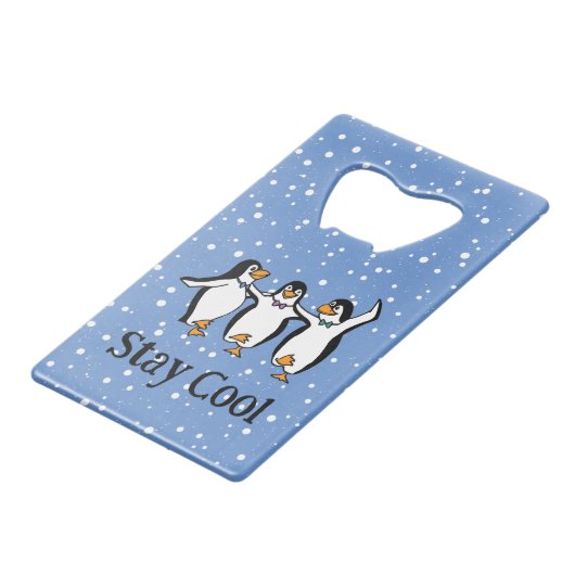 Dansende pinguïns Design flesopener Kredietkaart Flessenopener (Achterkant Gekanteld)