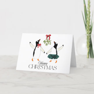 Dansende Pinguïns Kerstmis Feestdagen Kaart