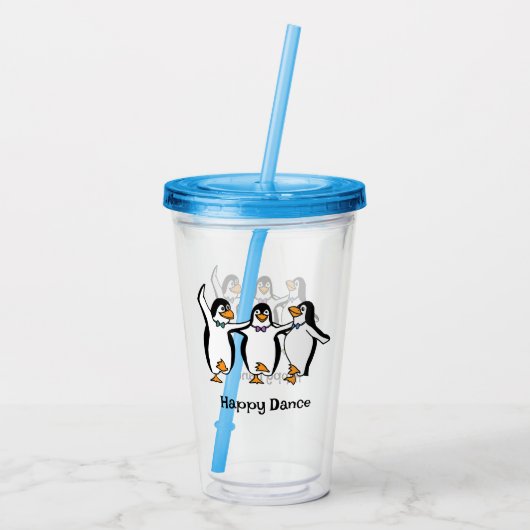 Dansende Pinguïns Ontwerp Acryl Tumbler Acryl Drinkbeker (Achterkant)