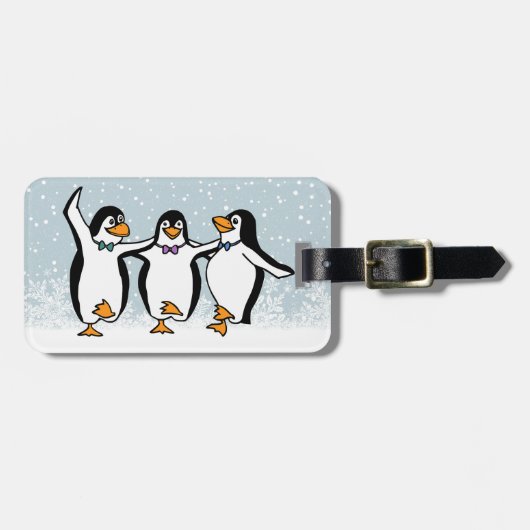 Dansende pinguïns ontwerp bagagelabel (Voorkant horizontaal)