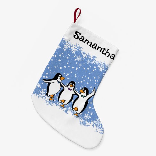 Dansende pinguïns ontwerp kleine kerstsok (Voorkant (Hangend))