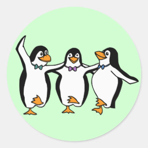 Dansende pinguïns ronde sticker