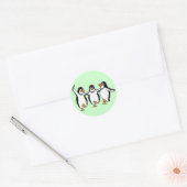Dansende pinguïns ronde sticker (Envelop)