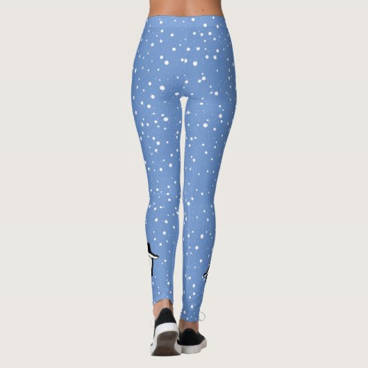 Dansende Pinguïns Sneeuwontwerp Leggings (Achterkant)