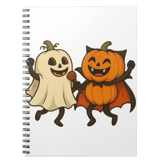 Dansende pompoenen in Halloween kostuums - Funny G Notitieboek (Voorkant)