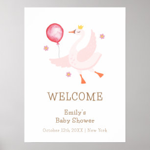 Dansende Prinses Zwaan Ballon Baby Shower Welkom Poster