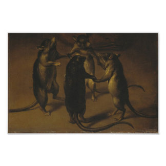 Dansende ratten, van Ferdinand Kessel Foto Afdruk