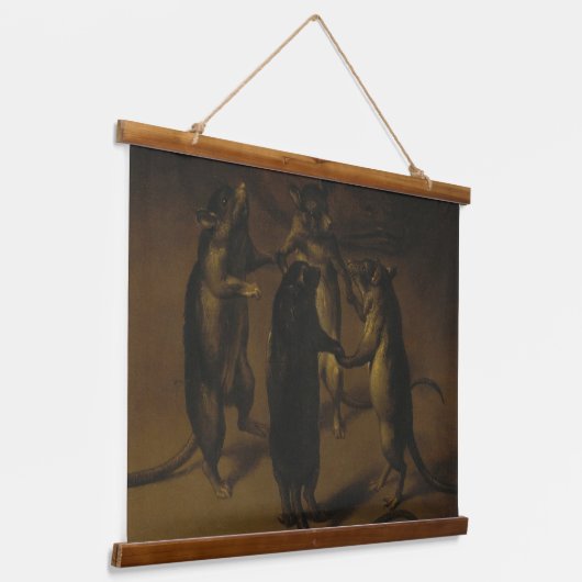 Dansende ratten, van Ferdinand Kessel Hangend Wandkleed (Gebogen)
