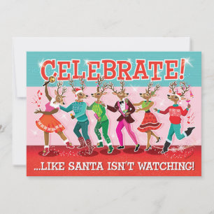 Dansende Rendier Conga kerstfeest uitnodiging