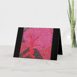 Dansende rode boom met glitter Tu B'Shvat ט״ו בשבט Feestdagen Kaart