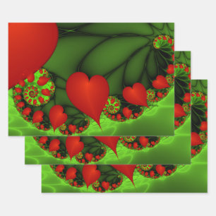 Dansende rode harten Moderne Abstracte fractale Ku Inpakpapier Vel