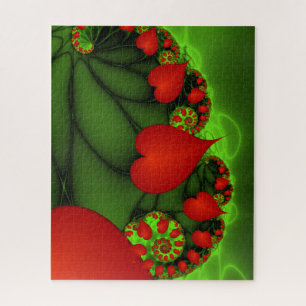 Dansende rode harten Moderne Abstracte fractale Ku Legpuzzel