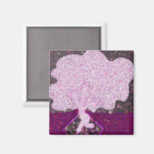Dansende roze boom glitter Tu B'Shvat ט״ו בשבט Magneet (Voorkant / Achterkant)