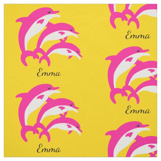Dansende roze dolfijnen stof (Swatch)