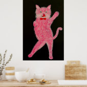 Dansende Roze Kat Poster (Keuken)