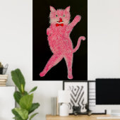 Dansende Roze Kat Poster (Thuiskantoor)
