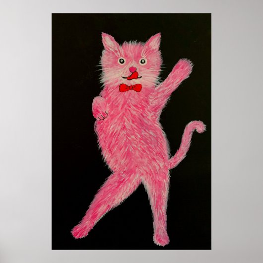 Dansende Roze Kat Poster (Voorkant)