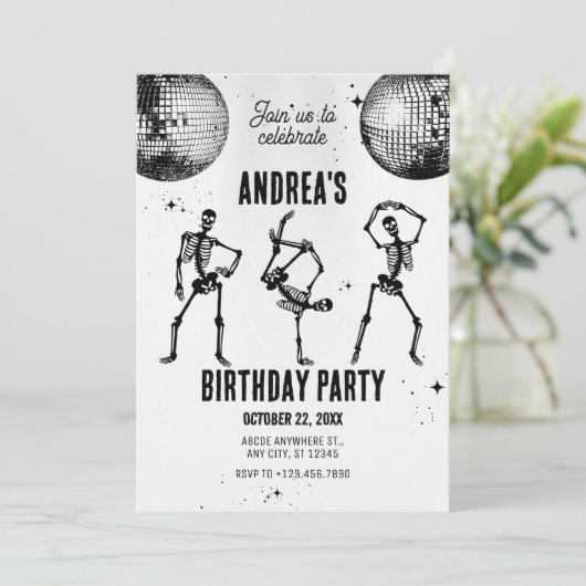 dansende schedel discofeest kaart (Staand voorkant)