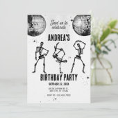 dansende schedel discotheekfeest kaart (Staand voorkant)