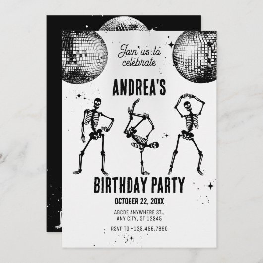 dansende schedel discotheekfeest kaart (Voorkant / Achterkant)