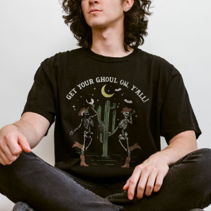 Dansende Skelet Boot Scooting Western Halloween T-shirt