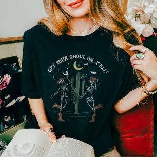 Dansende Skelet Boot Scooting Western Halloween T-shirt